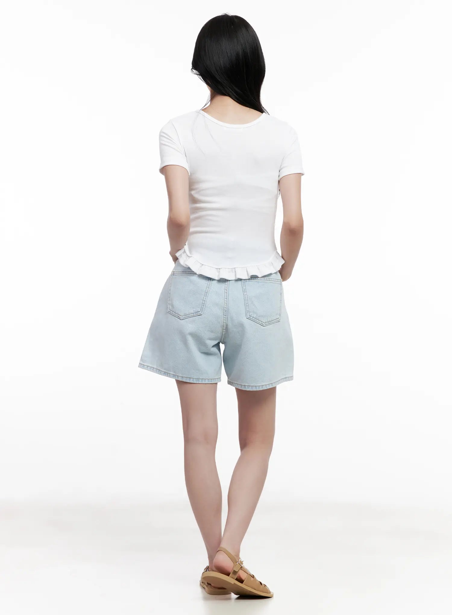 Casual Light-Wash Denim Shorts CL516