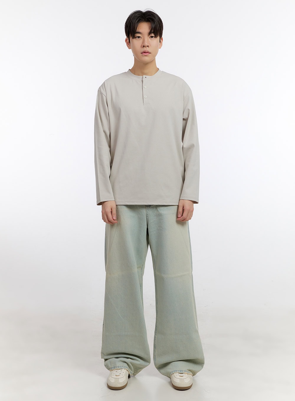 Men's Washed Wide-Leg Jeans IF528