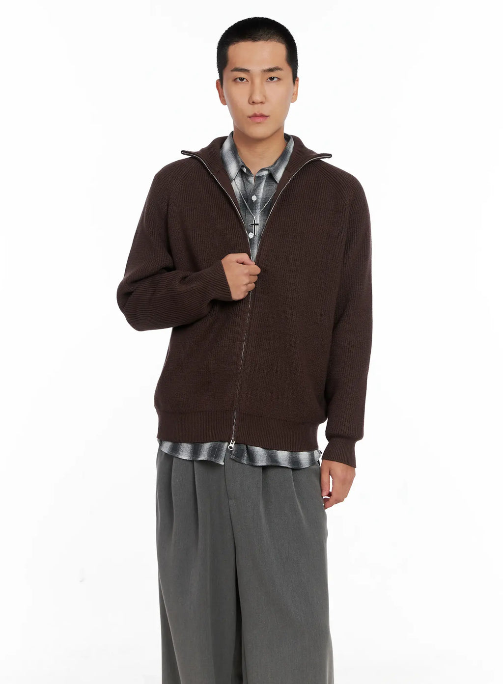 Men's Knit Zip-Up Sweater IS502