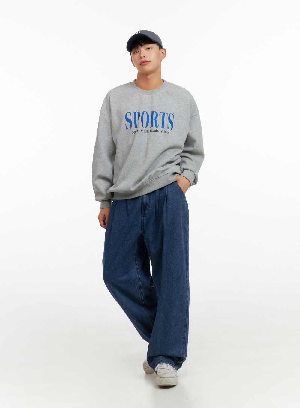 Men's Graphic Lettering Crewneck Sweatshirt (Gray) IU414