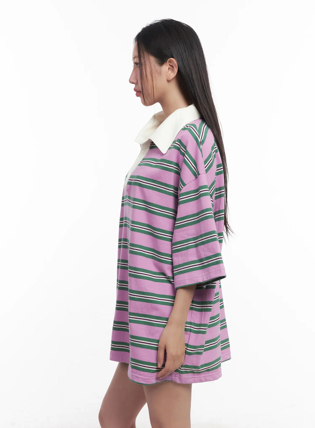 Oversized Striped Polo Shirt CU517