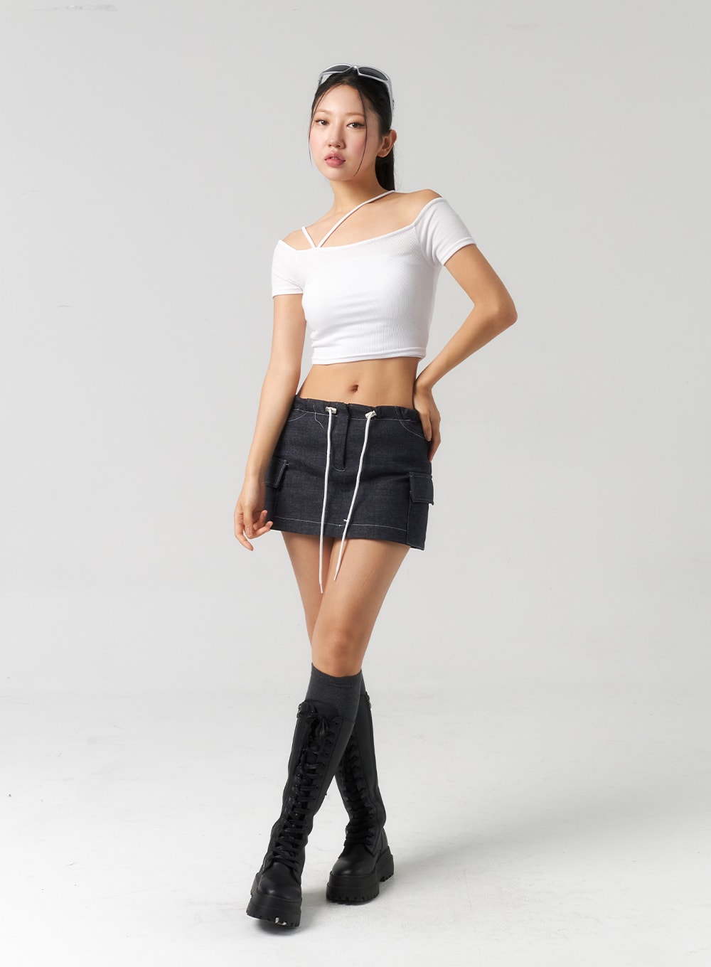 Off-Shoulder Cropped Tee CU326