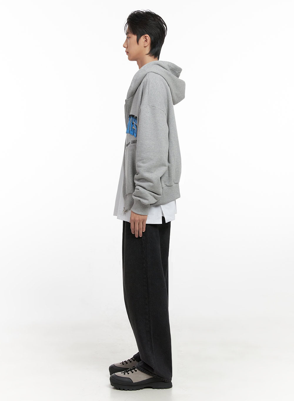 Men's Embroidered Double Zip Hoodie ID406