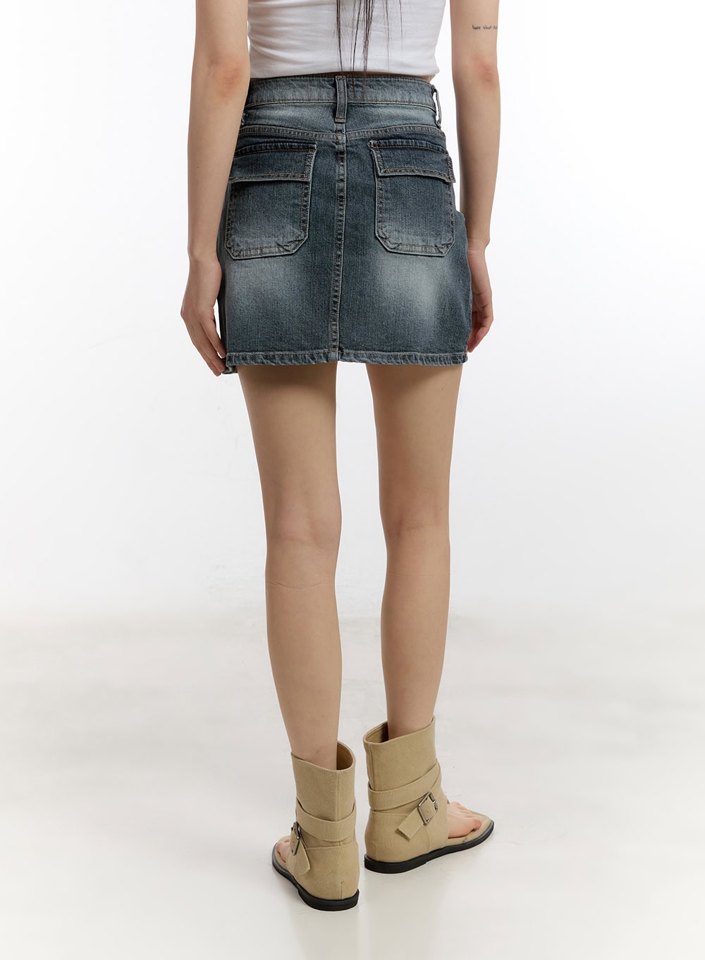 Vintage Washed Denim Mini Skirt CA509