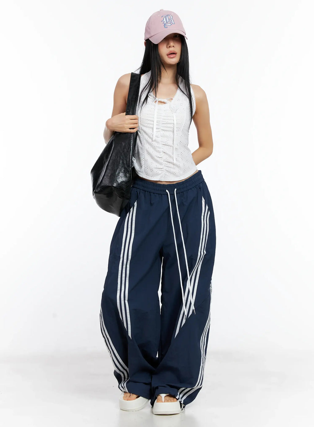 Wide-Leg Drawstring Track Pants CL529