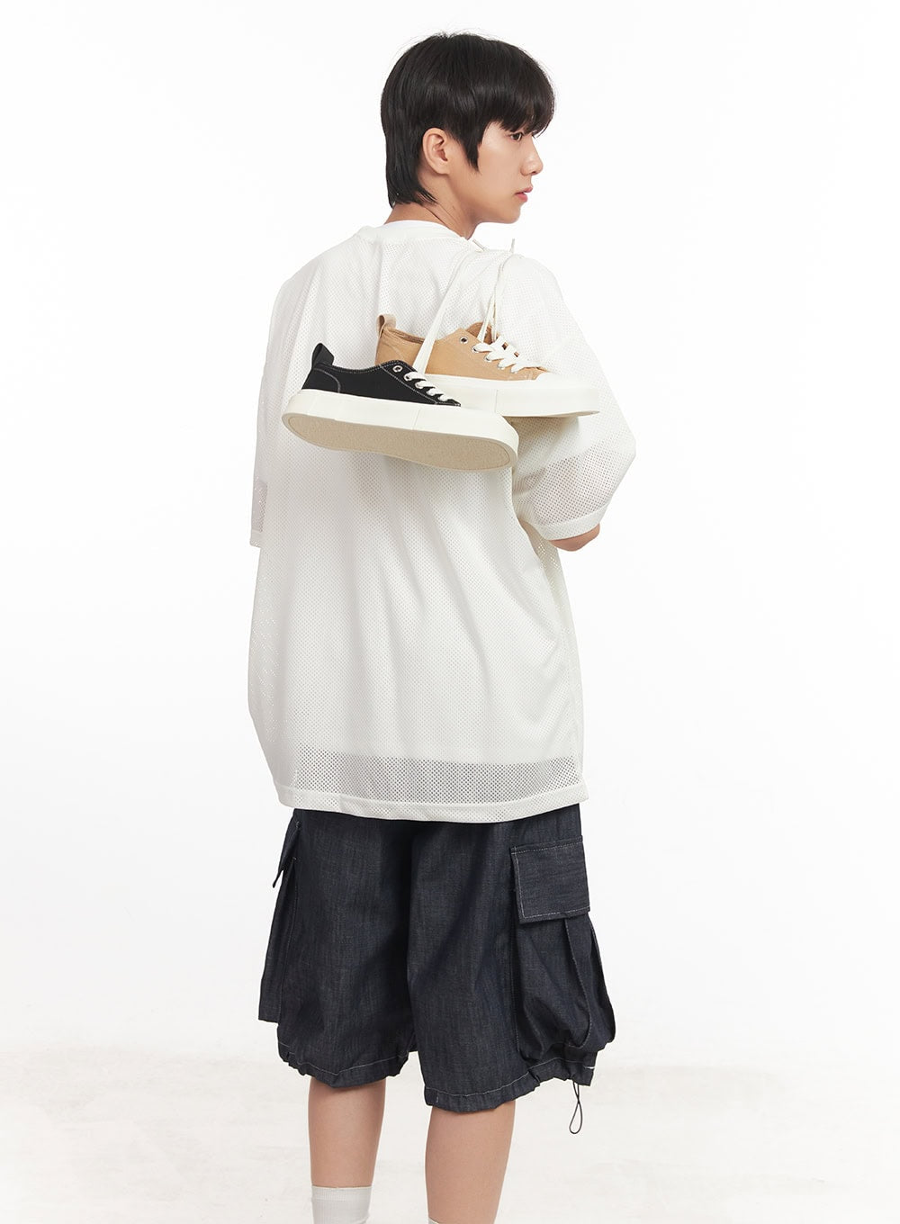 Men's Oversized Graphic Mesh T-Shirt IA510