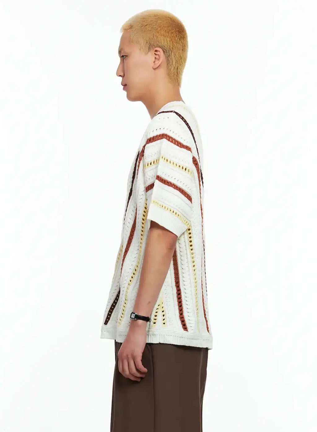 Men's Textured Contrast Knitted Tee IL511