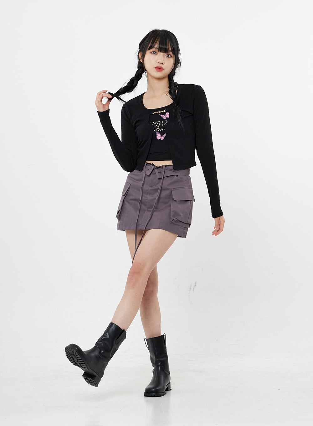 Gold Chain Basic Crop Cardigan BS28