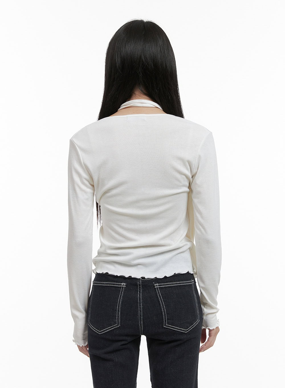 Elegant Buttoned Wrap Long Sleeve Top CS430