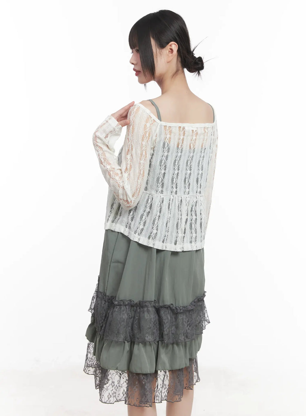 Sheer Lace Ribbon Cardigan CU518