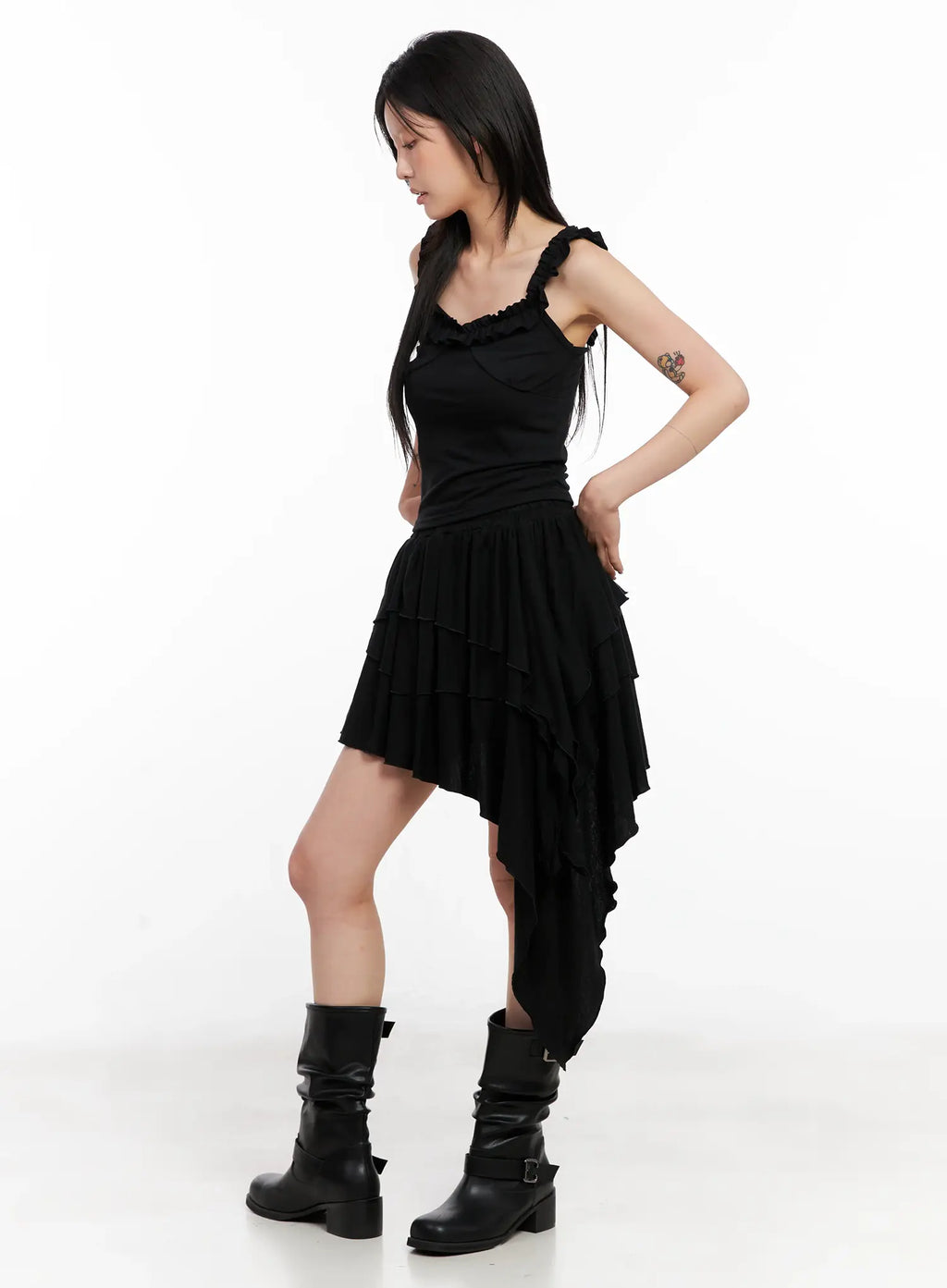 Asymmetric Ruffle Dress CL528