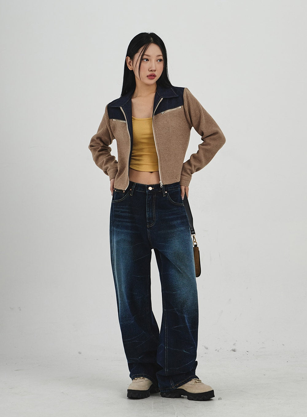 Denim Knit Zipper Jacket CN30