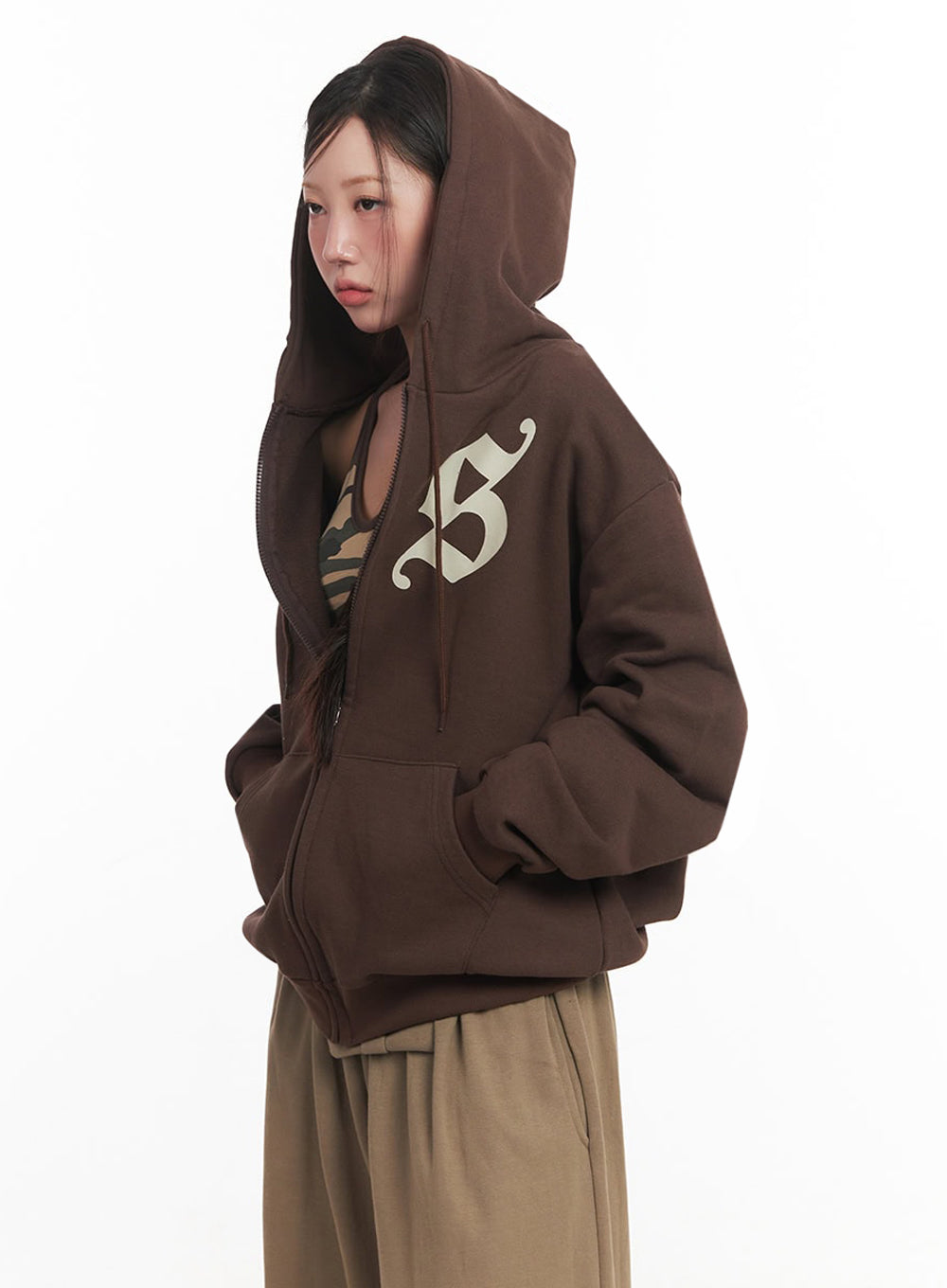 Graphic Oversize Zip-Up Hooded Jacket IM528