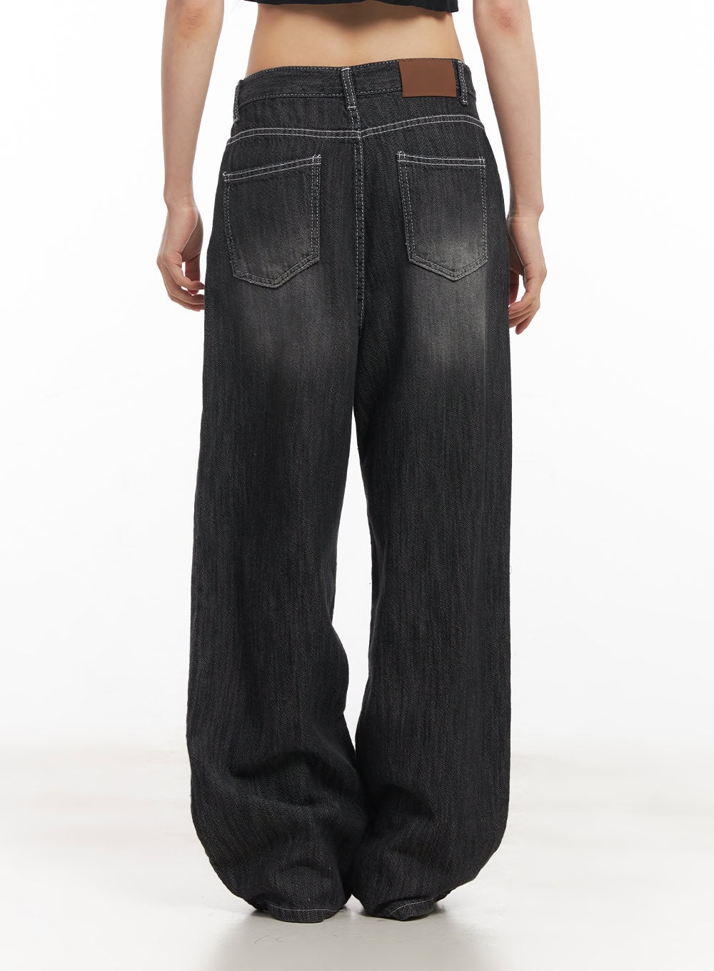 Luna Stitched Washed Wide-Leg Jeans CA523
