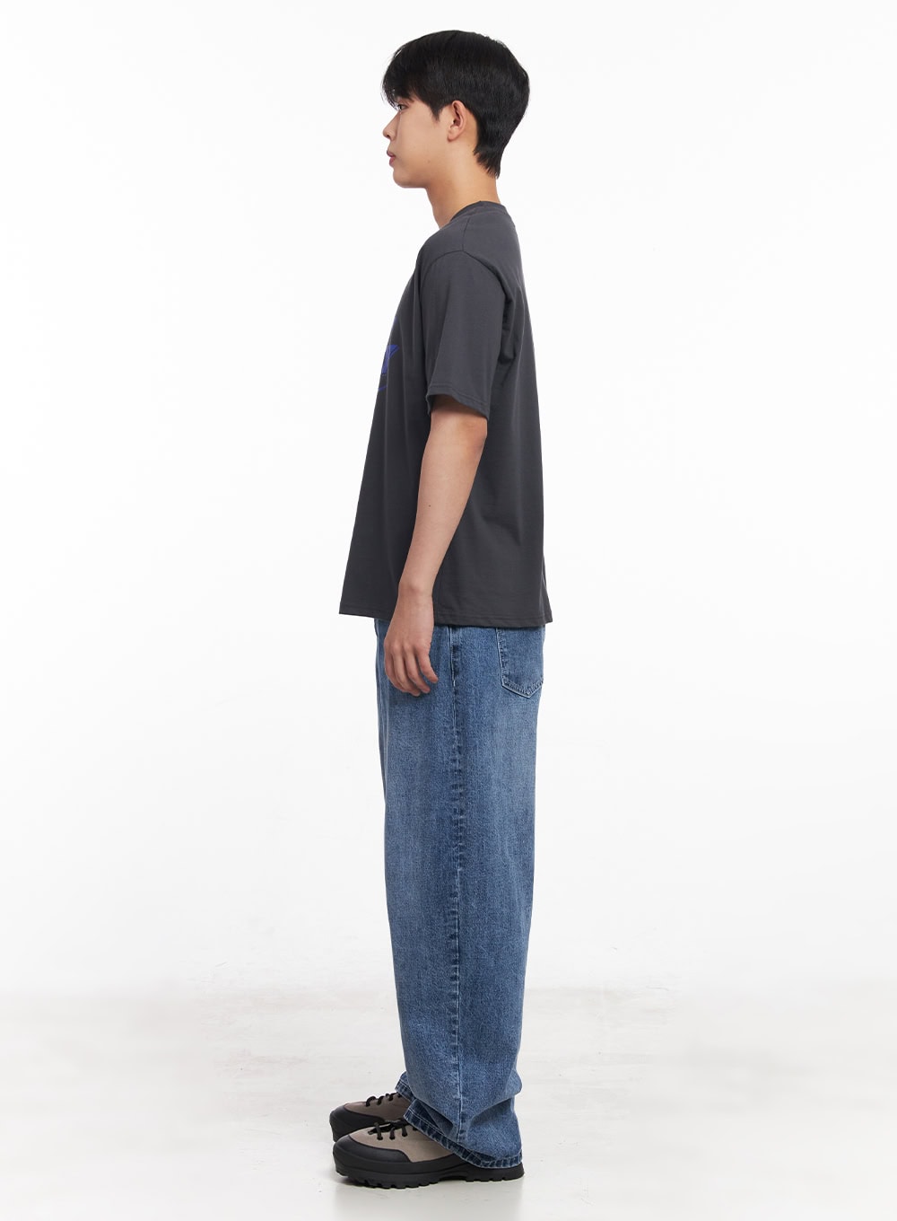 Men's Dark Washed Wide-Leg Jeans (Blue) IY520