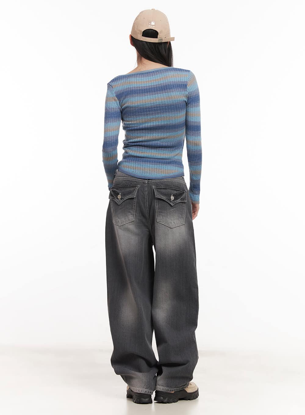 Stripe Buttoned Layered Top CM518