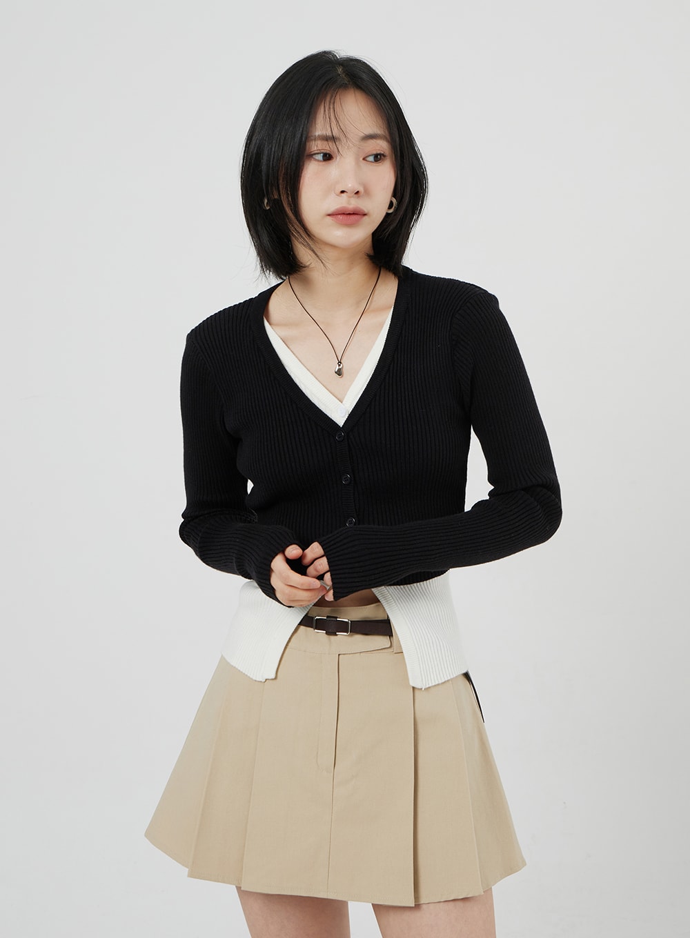 High Waist Pleated Mini Skirt OM306