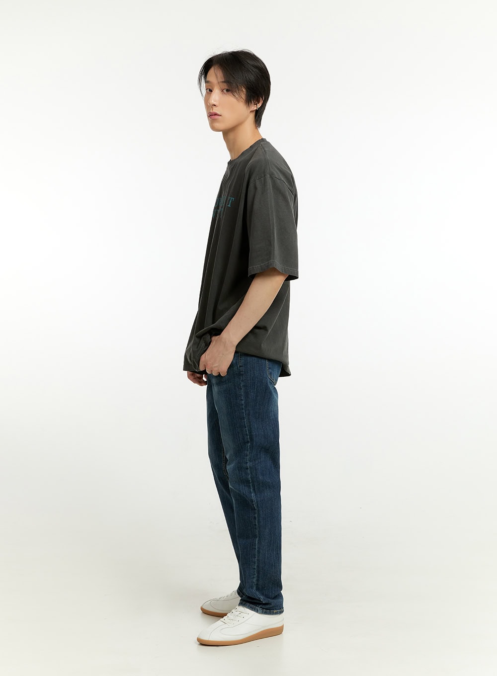 Men's Washed Lettering T-Shirt IL418