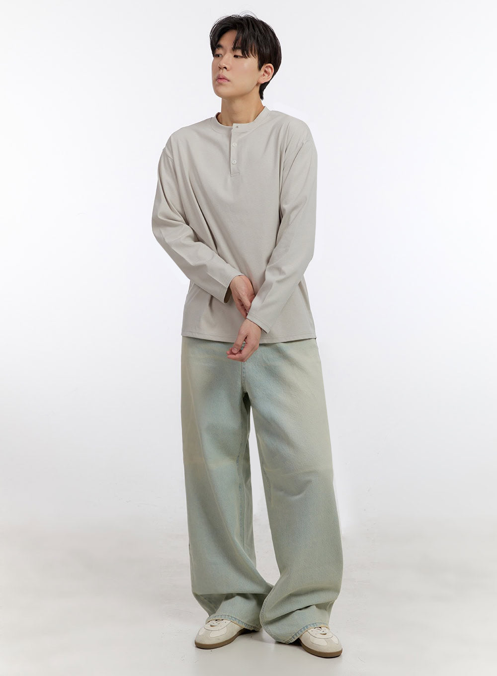 Men's Half-Buttoned Long-Sleeve T-Shirt IF528