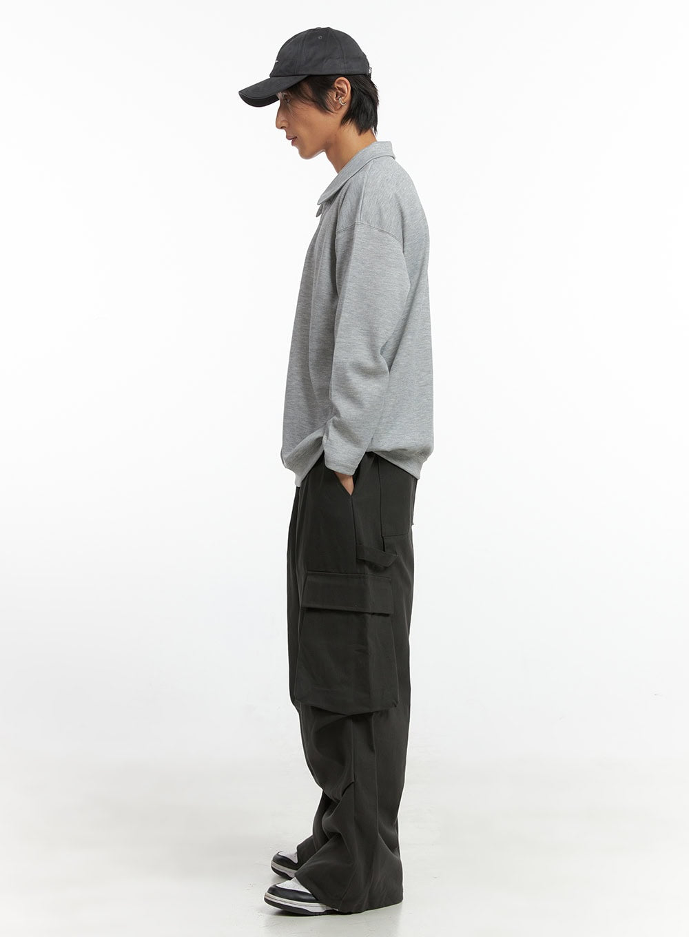 Men's Super Wide Cargo Pants (Dark Gray) IO417