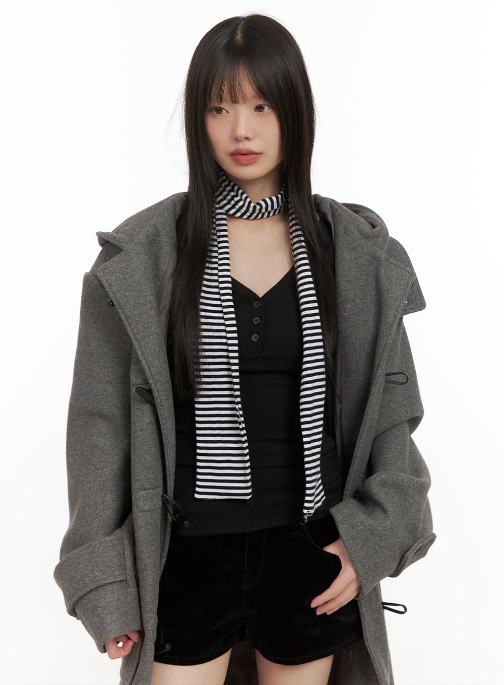 Oversized Wool-Blend Hooded Coat CD425