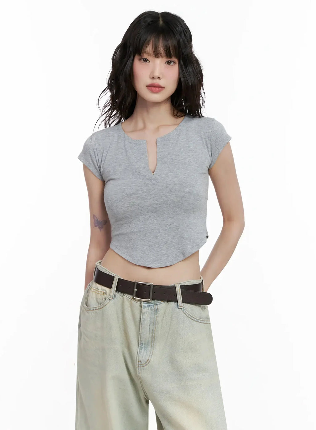 Minimalist V-Neck Crop Top IL531
