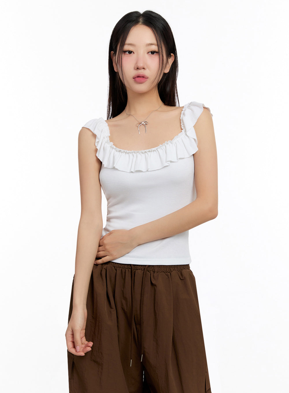 Slim-Fit Frill Tank Top IU509