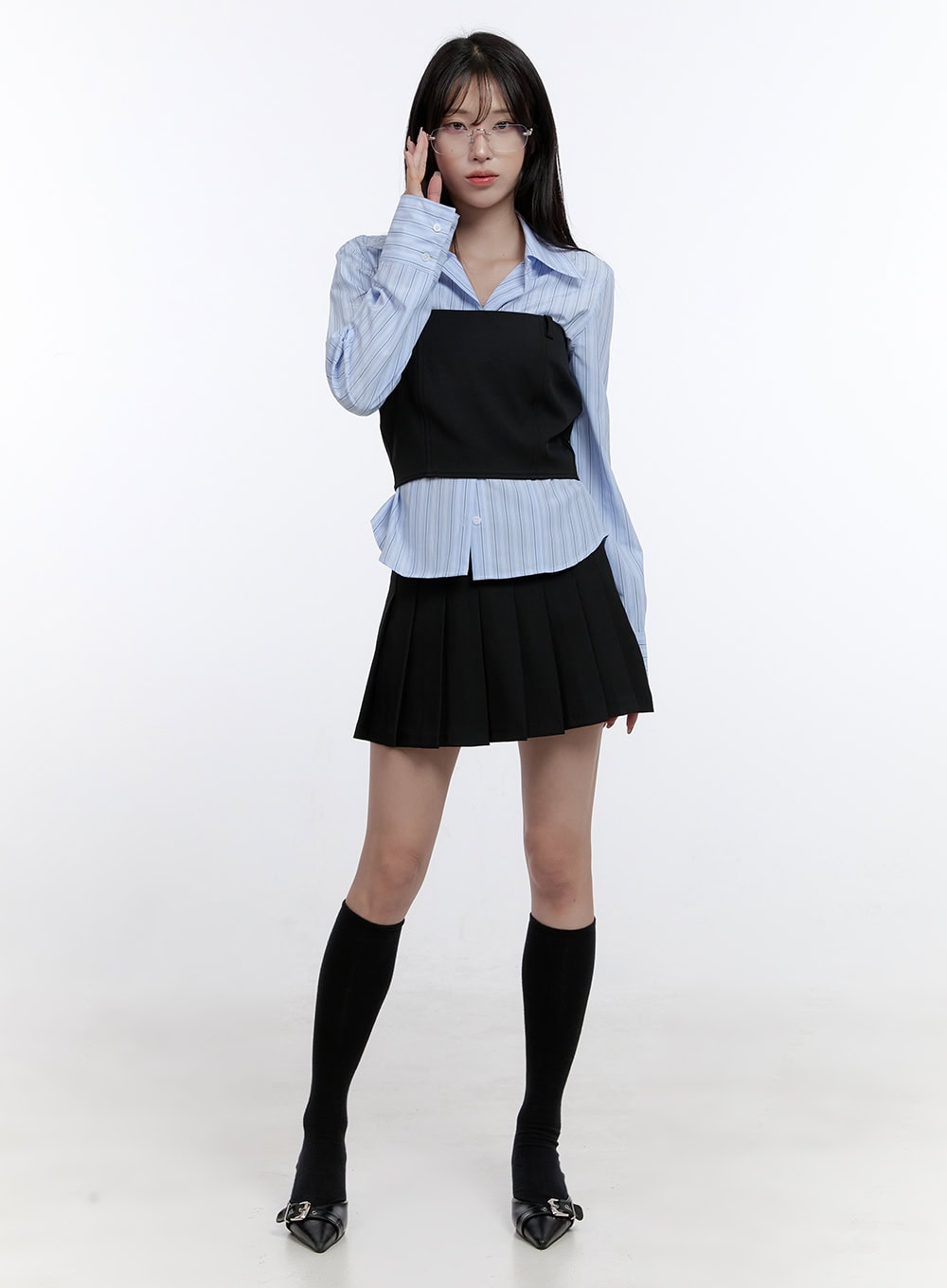 Stripe Button-Up Collared Shirt CO418