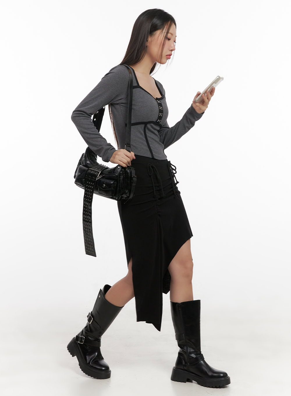 Asymmetric Slim-Fit Midi Skirt CD411