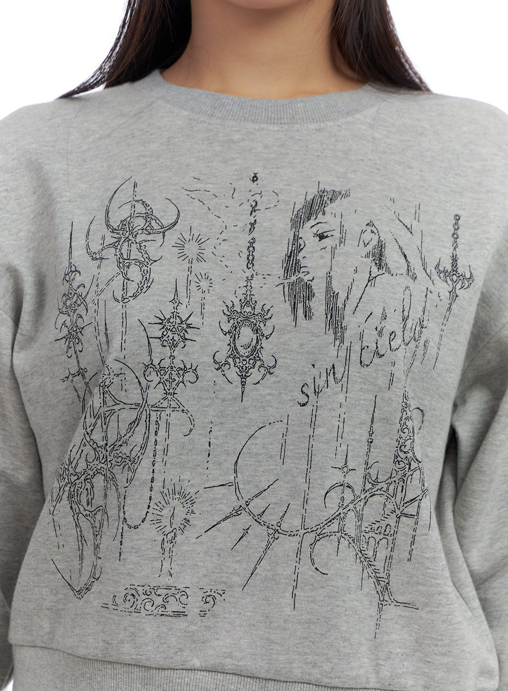 Cotton Graphic Crop Sweatshirt CS424