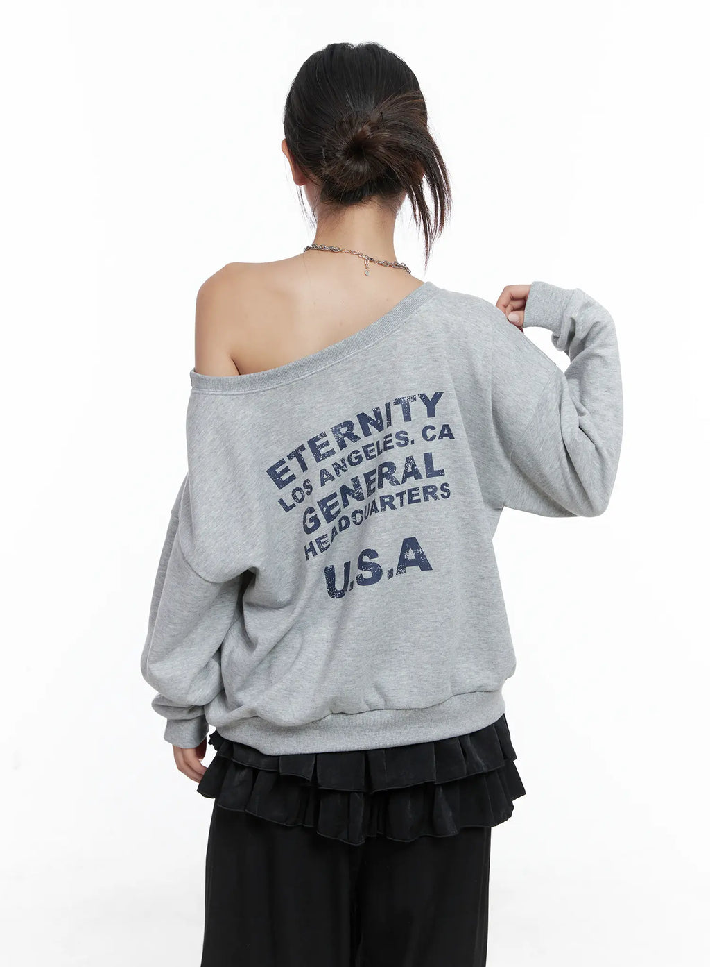 98 Graphic Off-Shoulder Sweatshirt CS502