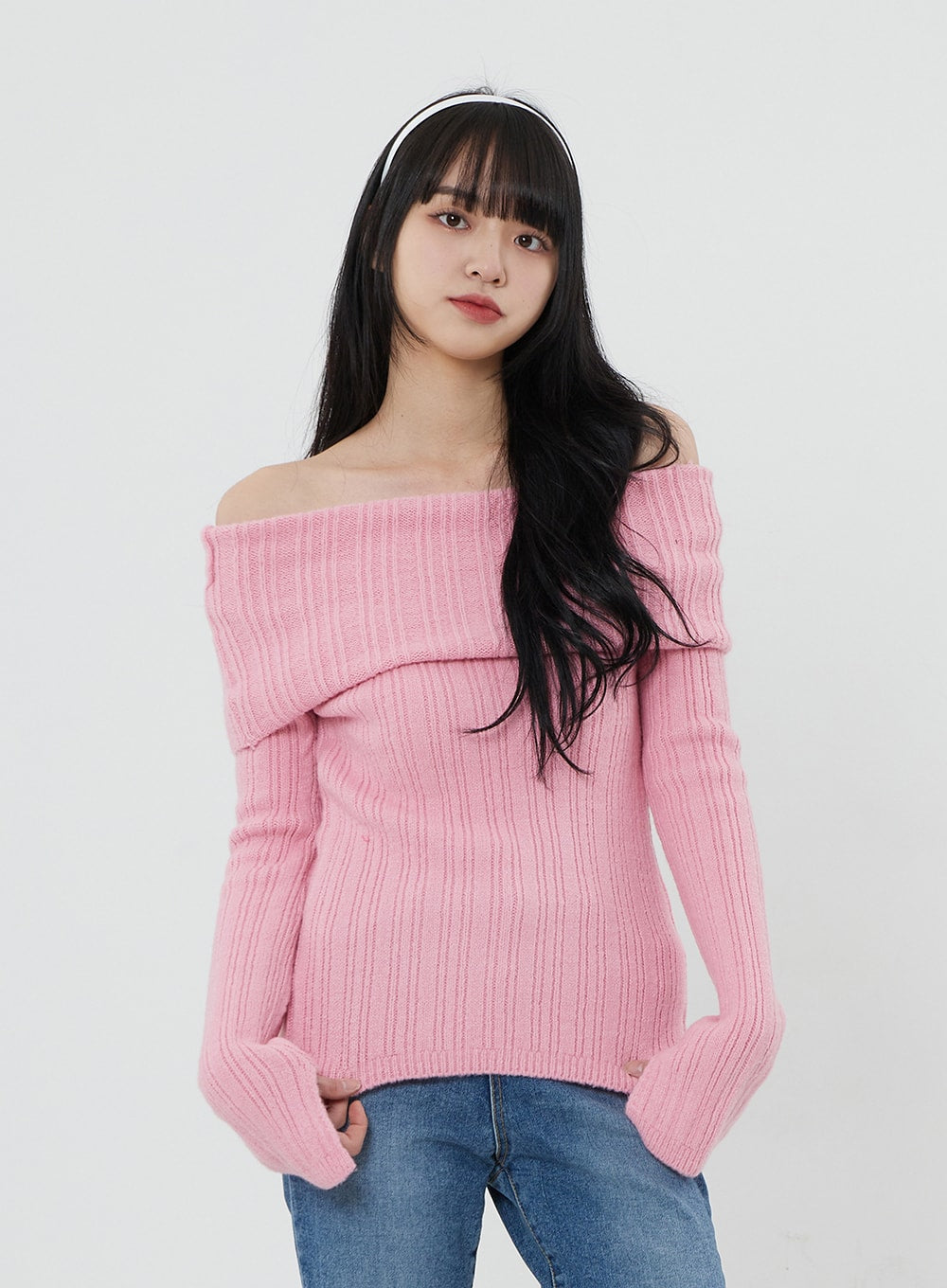 Off-Shoulder Stripe Knit Top OD22