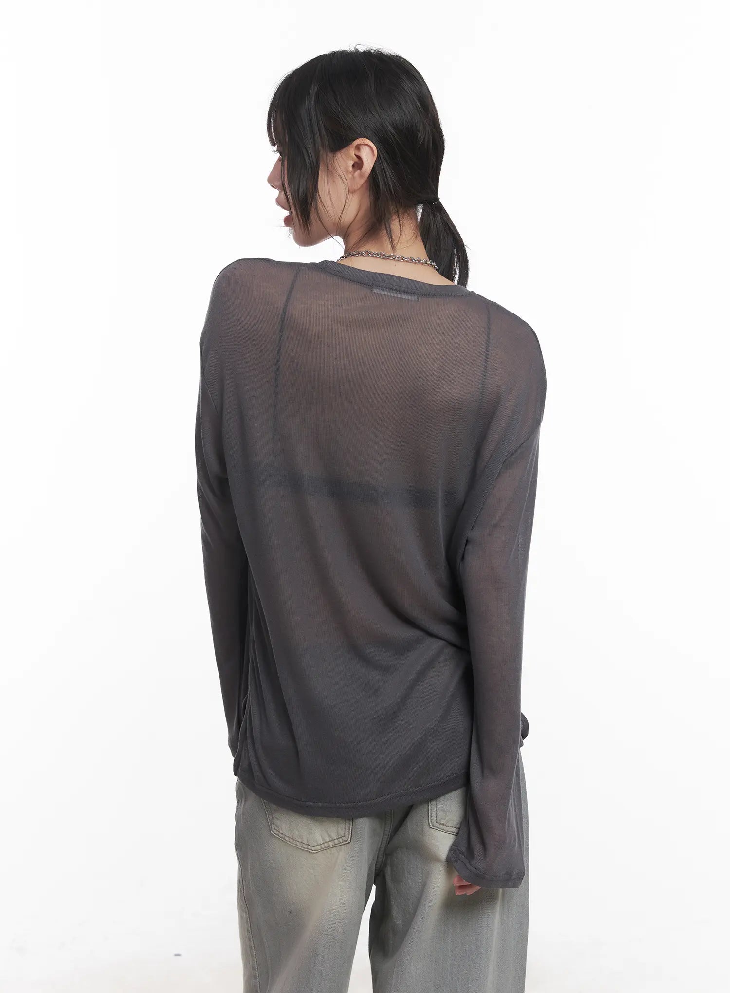 Sheer Graphic Long-Sleeve Shirt  CU520