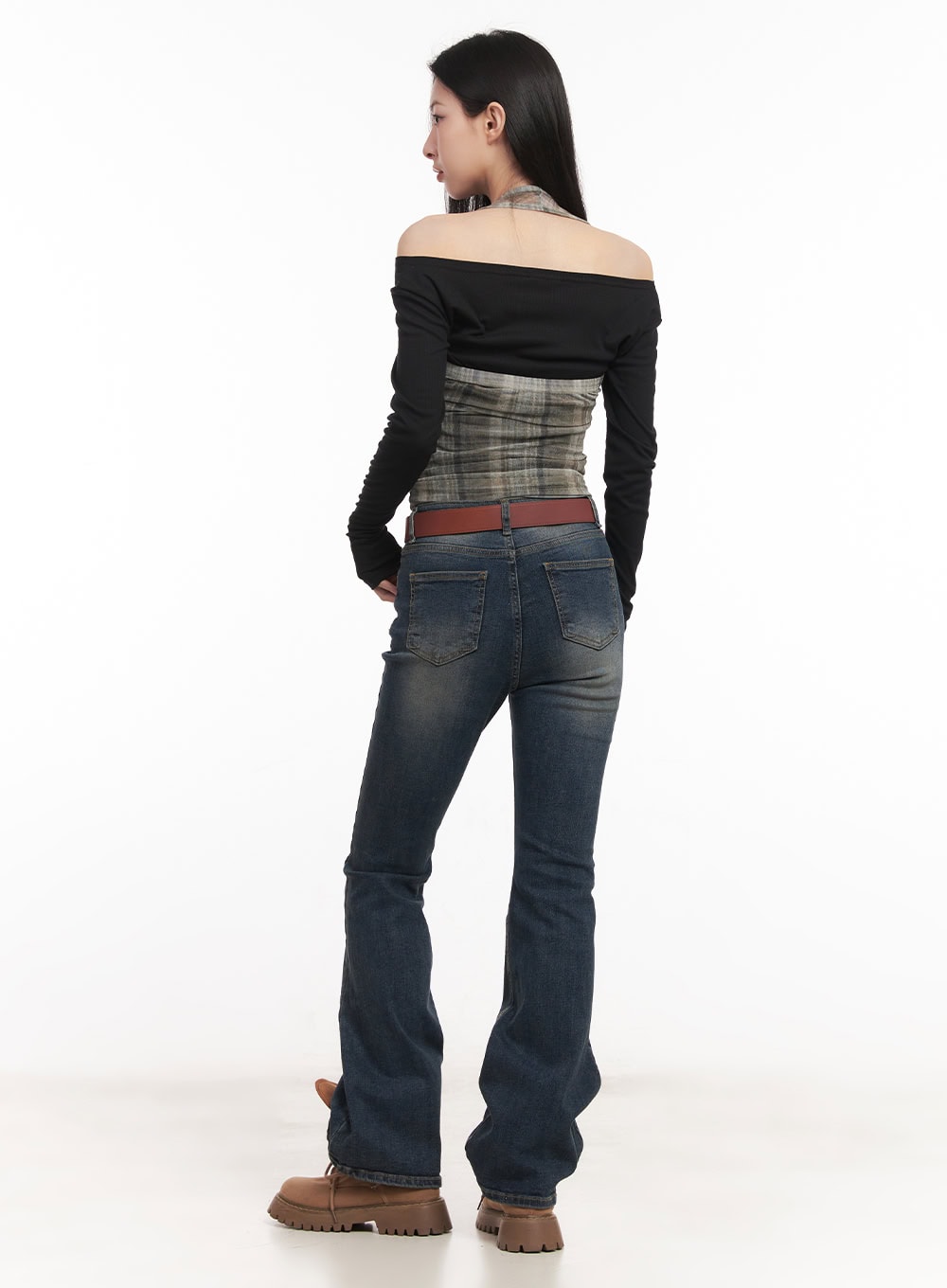 Plaid Sheer Halter Top CM517