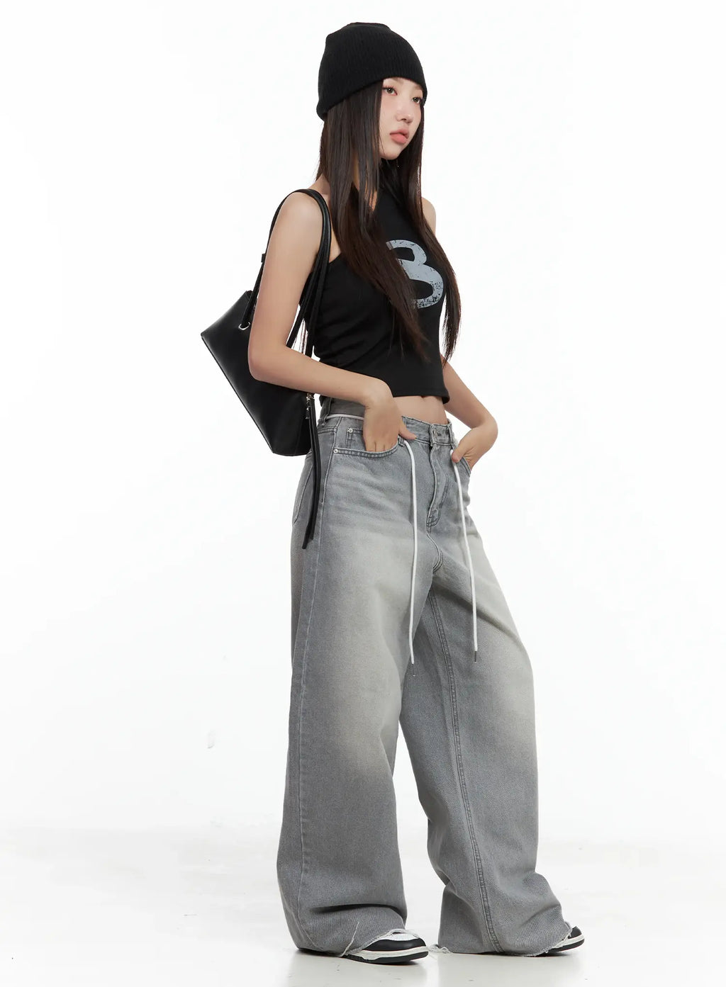 Asymmetric Graphic One-Shoulder Tank CL509