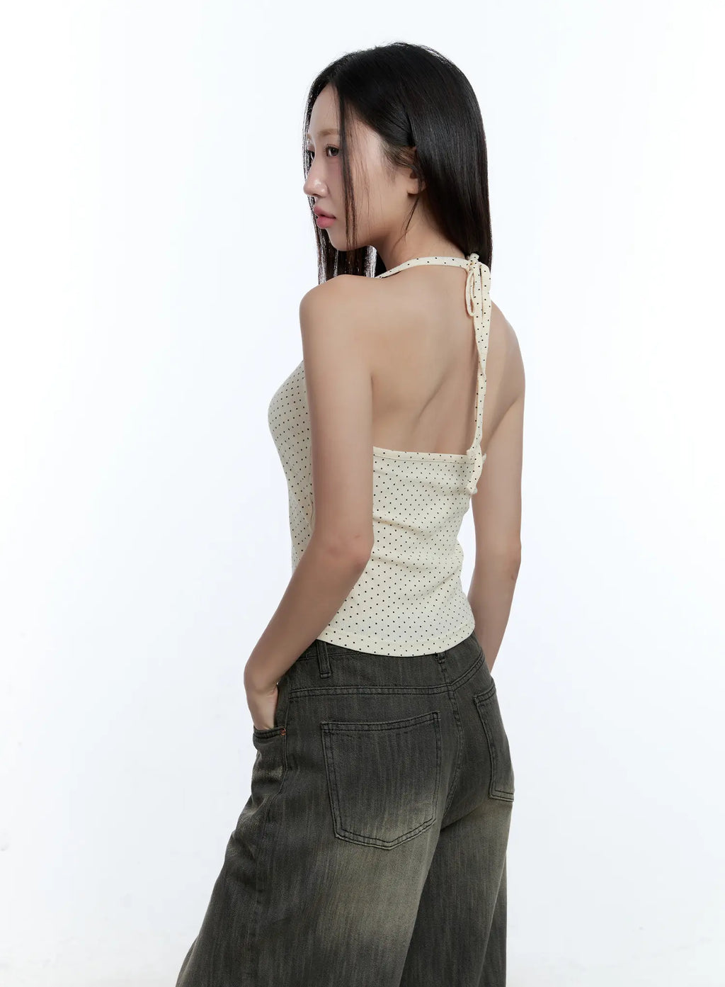 Polka Dot Halter Neck Cami Top CU527