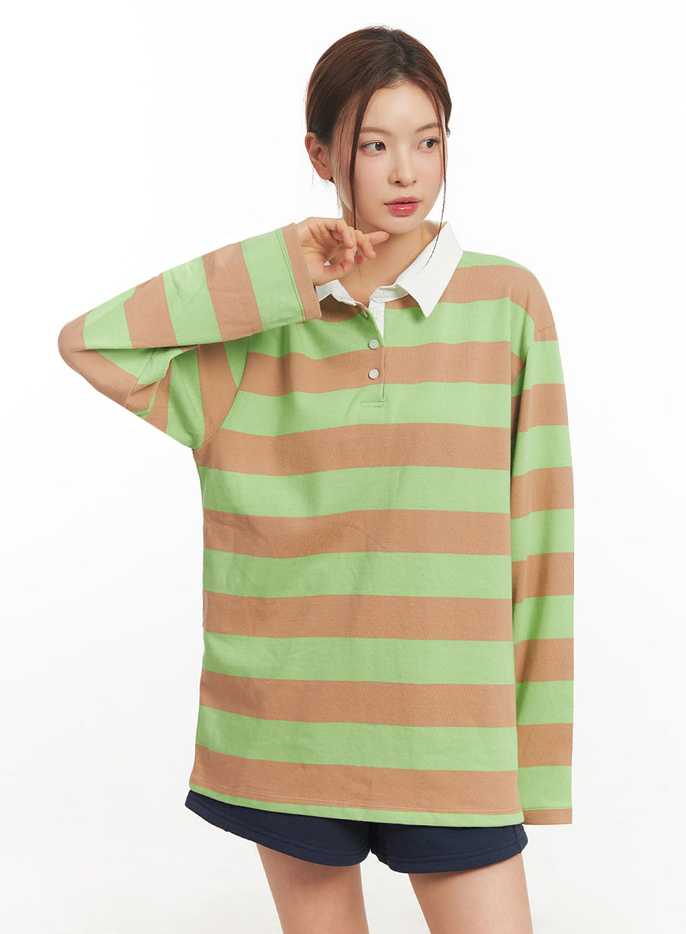 Stripe Long Sleeve Polo Shirt IM514