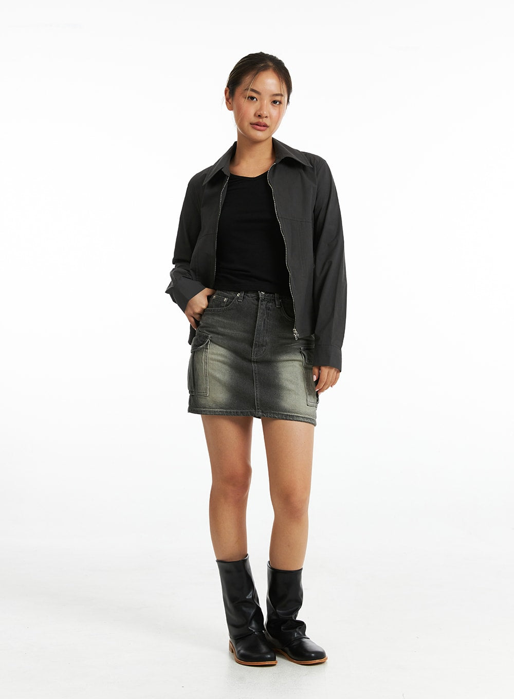 Downtown Pocketed Denim Mini Skirt CO318