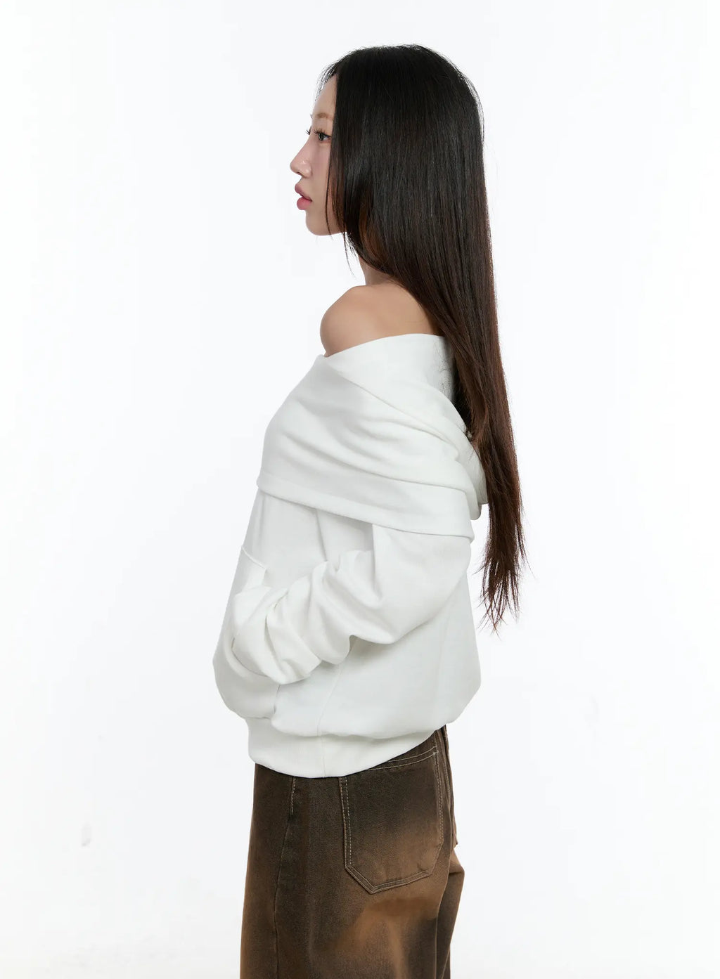 Off-Shoulder Pocket Sweatshirt CS517