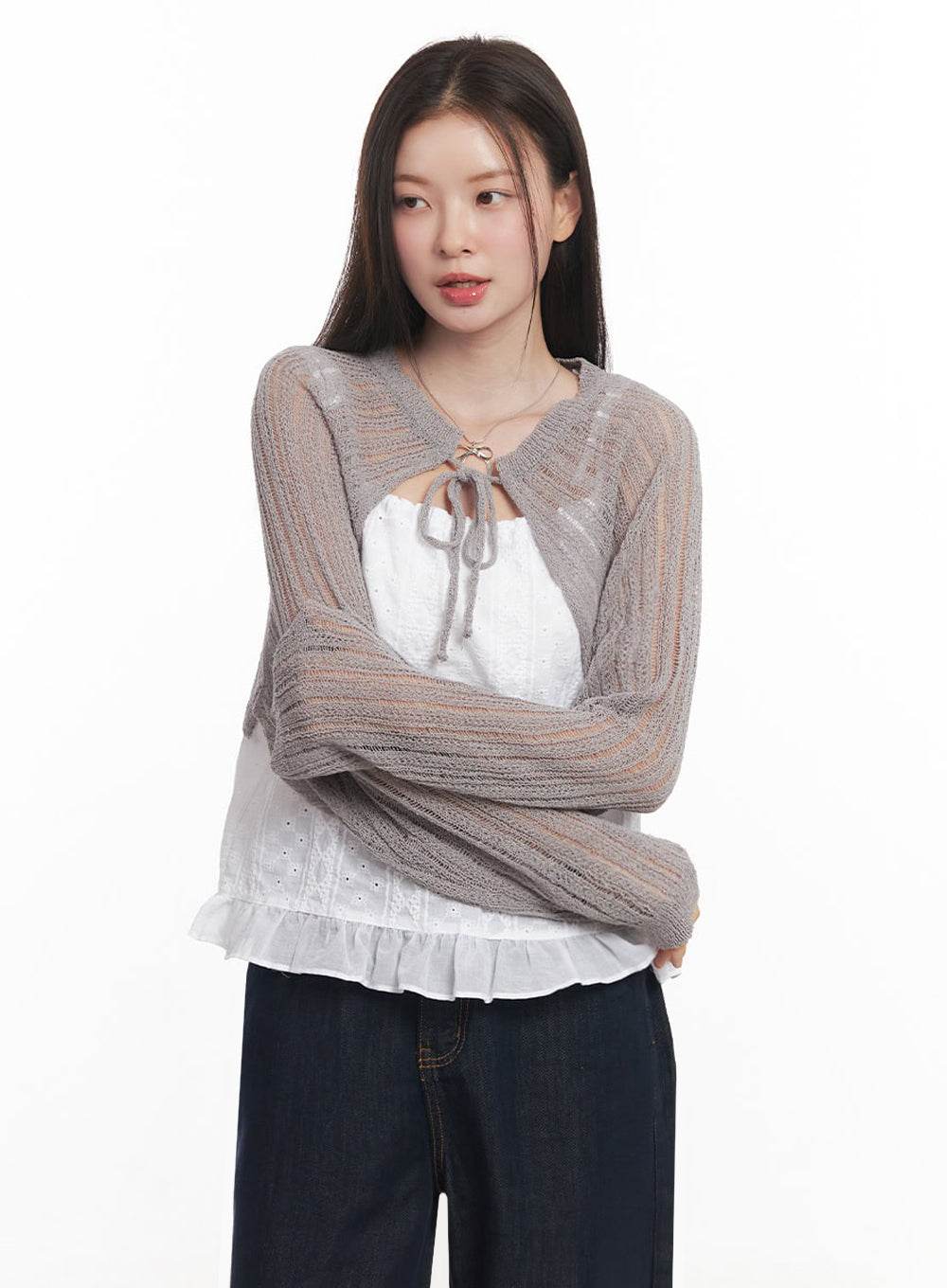 Sheer Knit Bolero Cardigan IY509