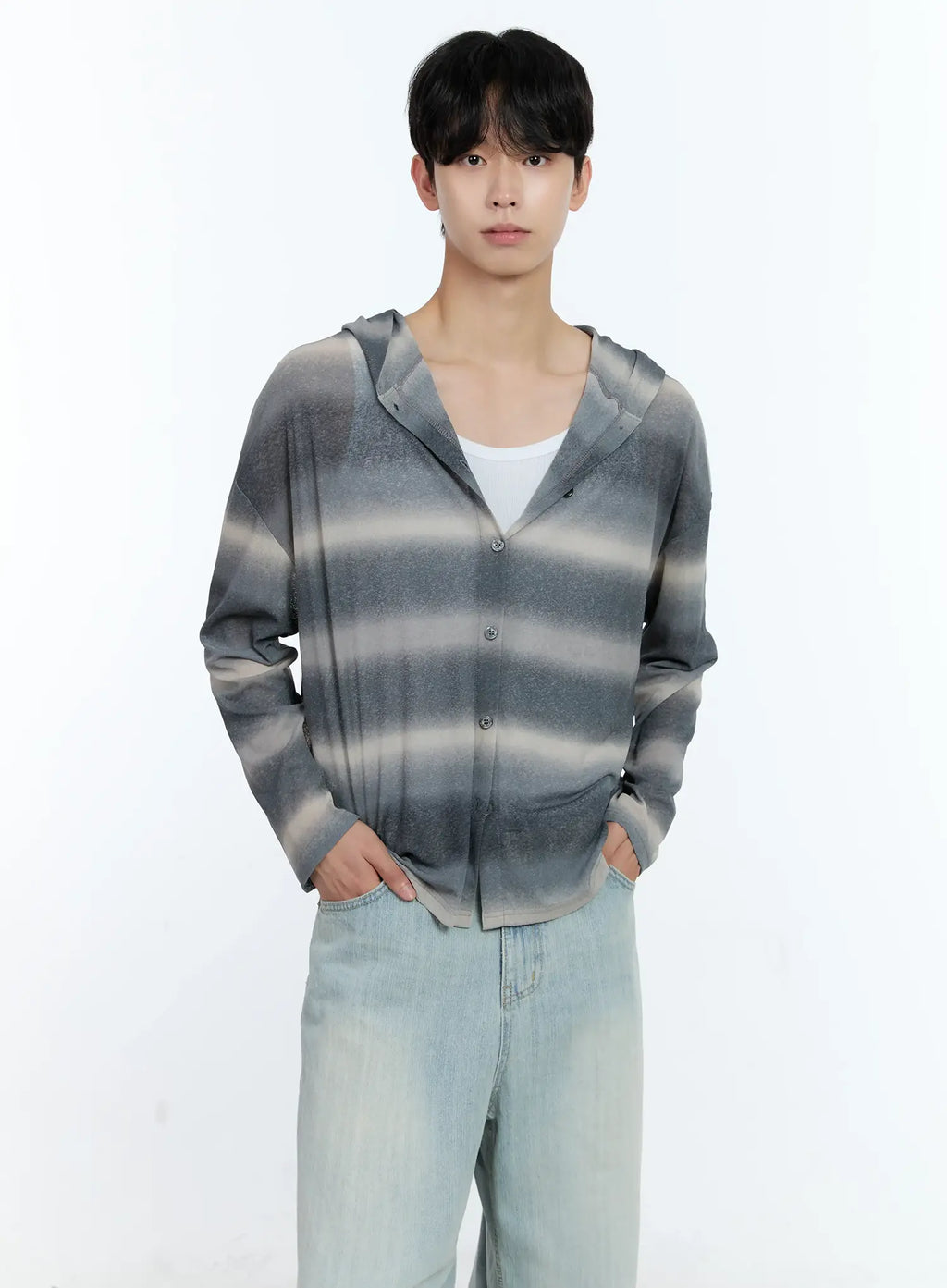 Men's Ombre Striped Zip-Up Jacket IG501