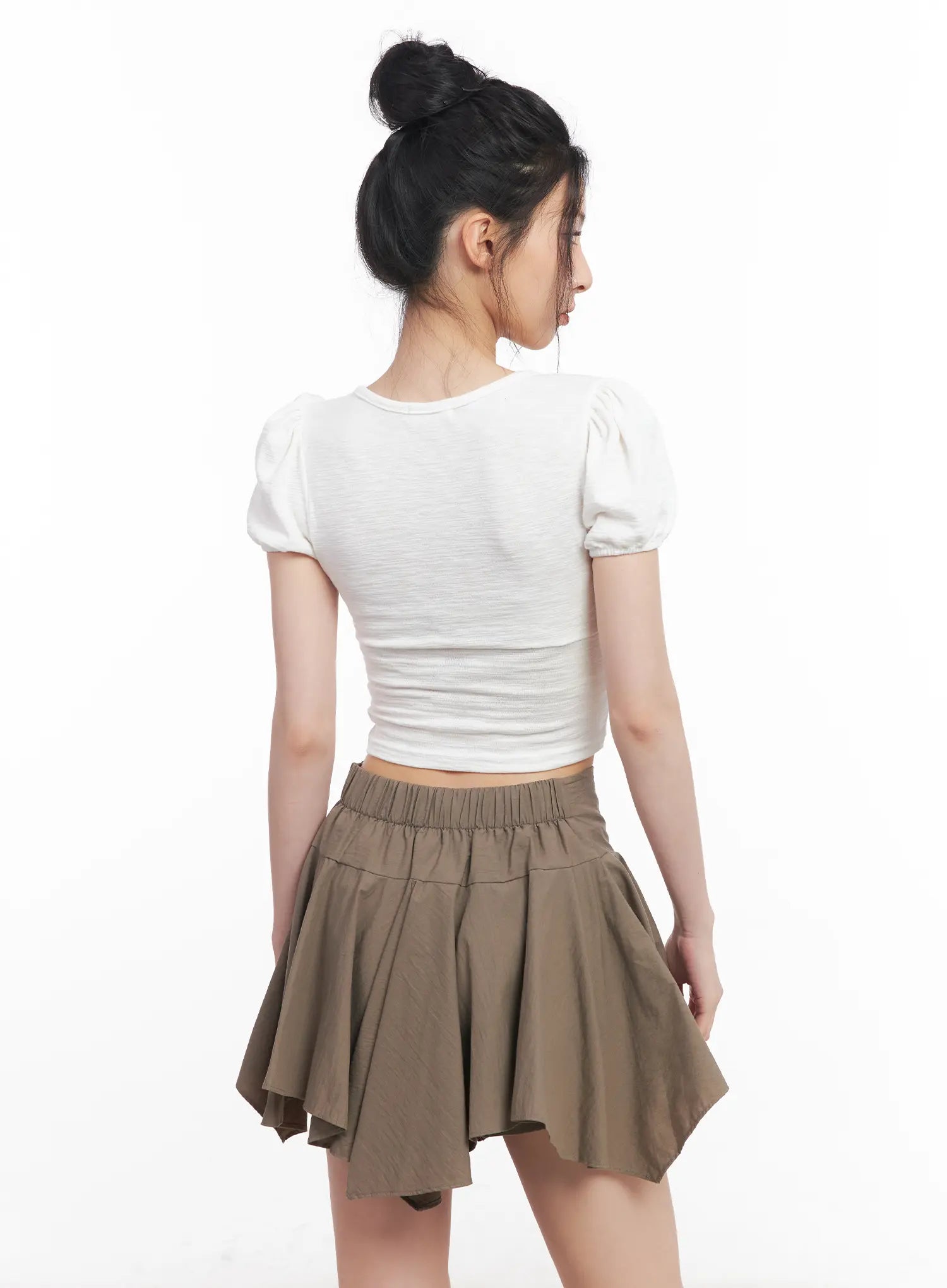 Puff Sleeve Square Neck Crop Top CU510