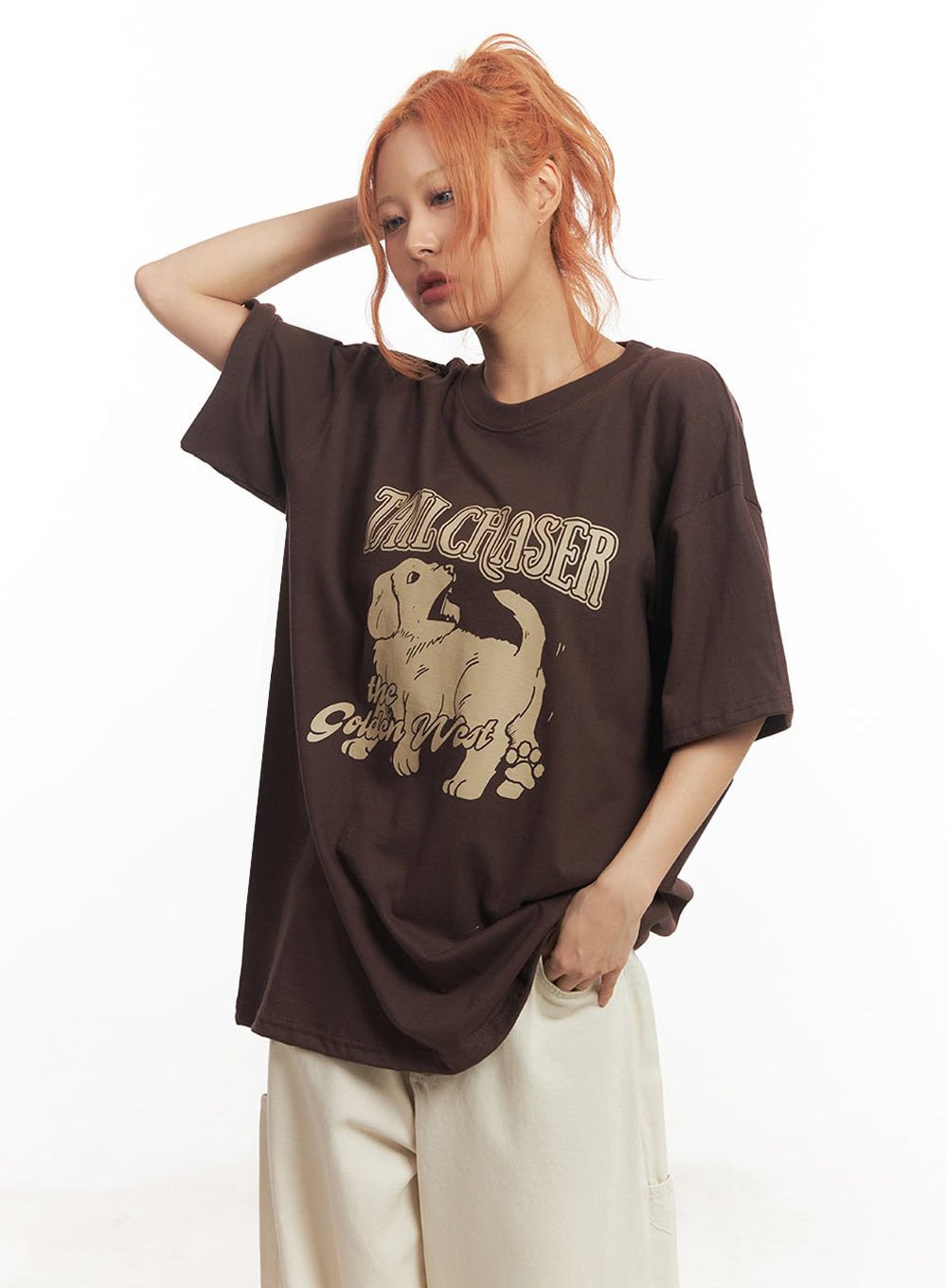 Golden Pup Graphic Oversize T-Shirt IM528
