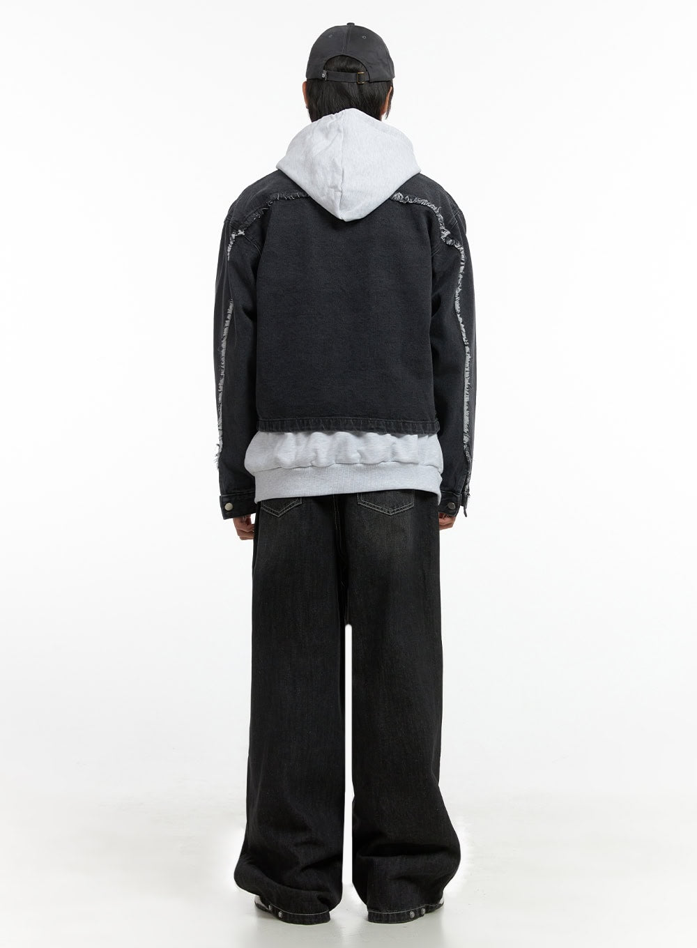 Men's Fray Detail Denim Jacket IO417