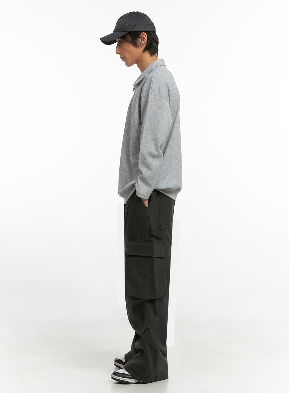 Men's Buttoned Collar Shirt (Gray) IO417