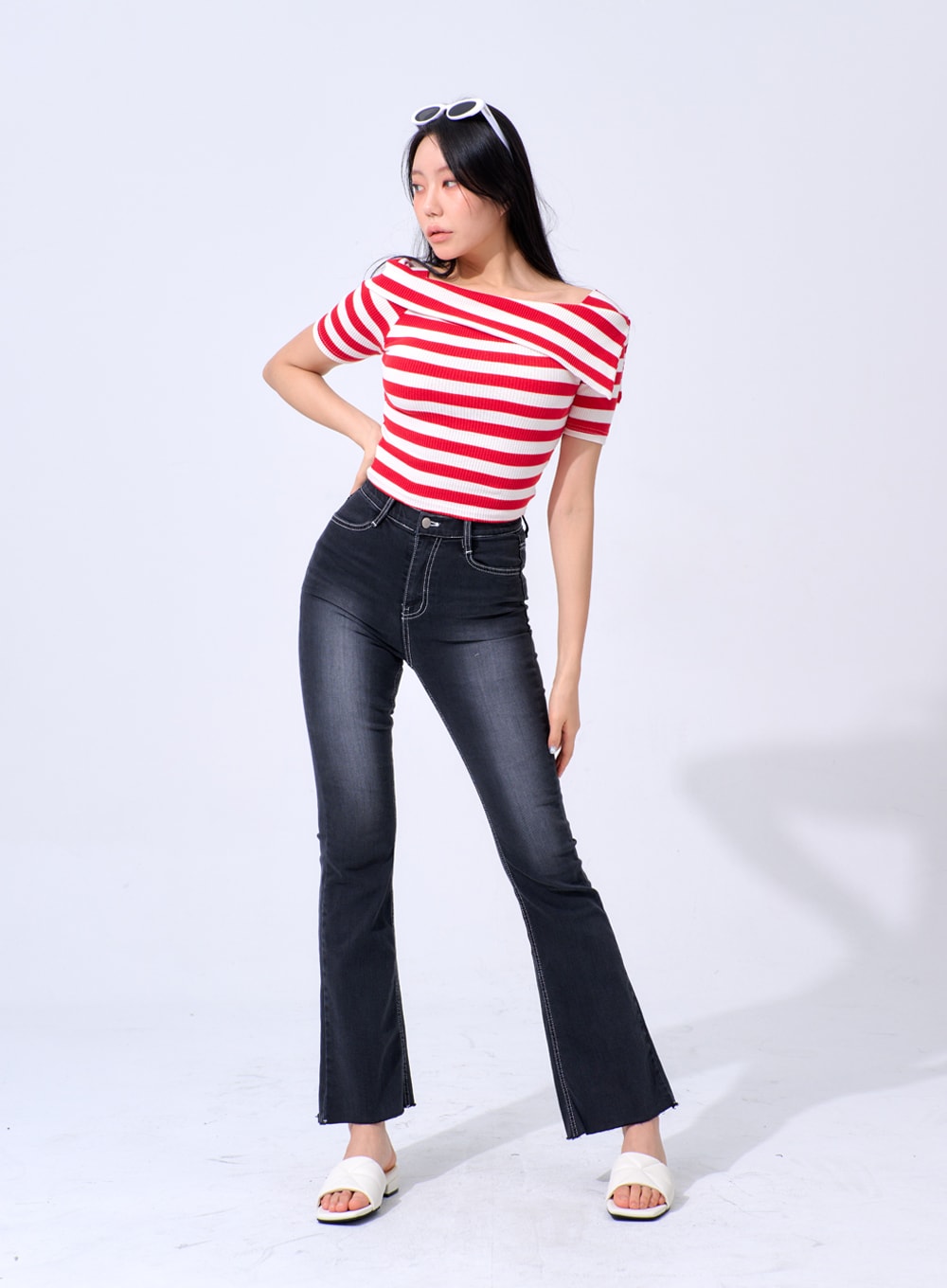 Half Sleeve Stripe Top IA324
