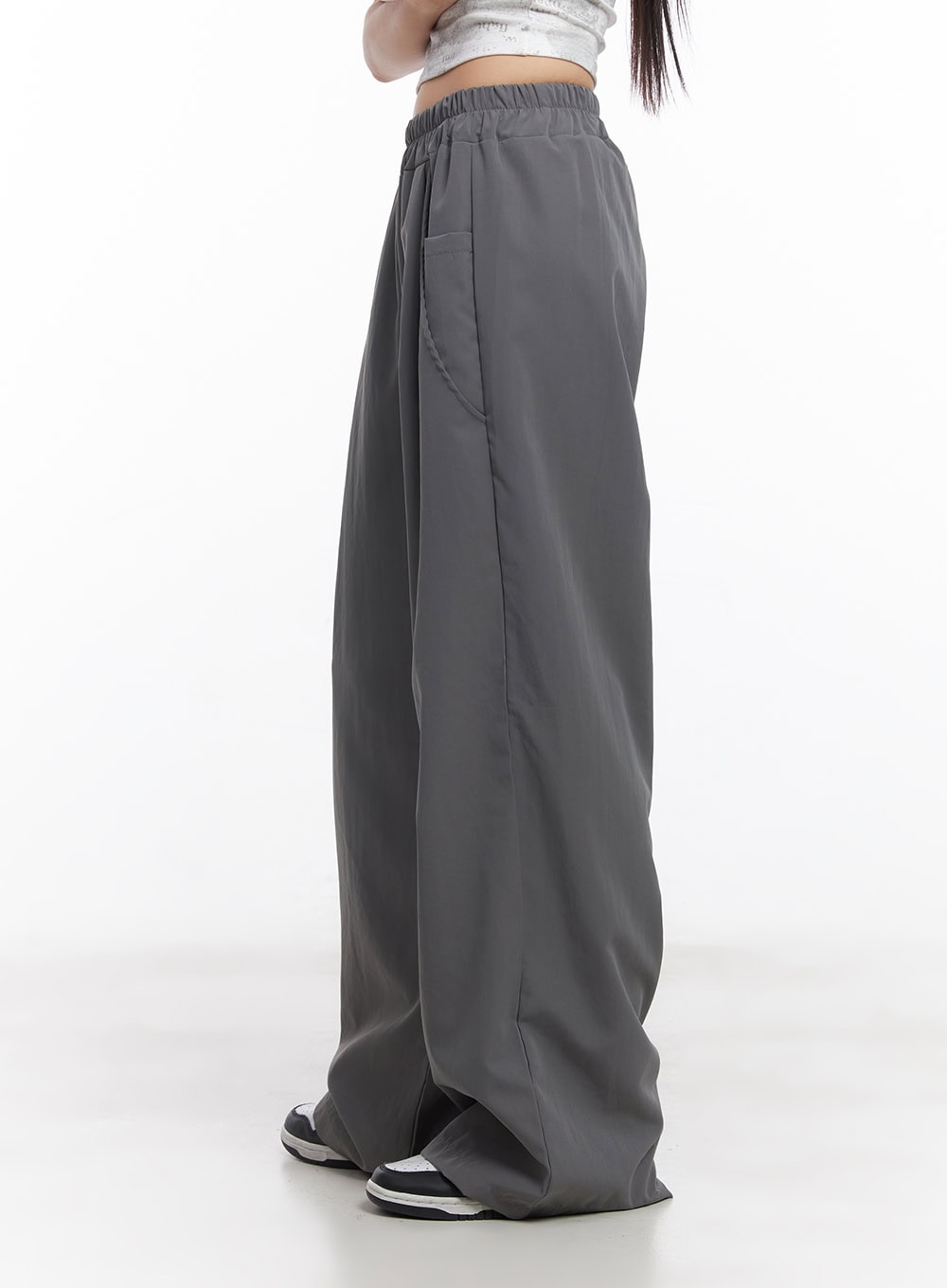 Wide-Fit Pintuck Nylon Trousers CY512