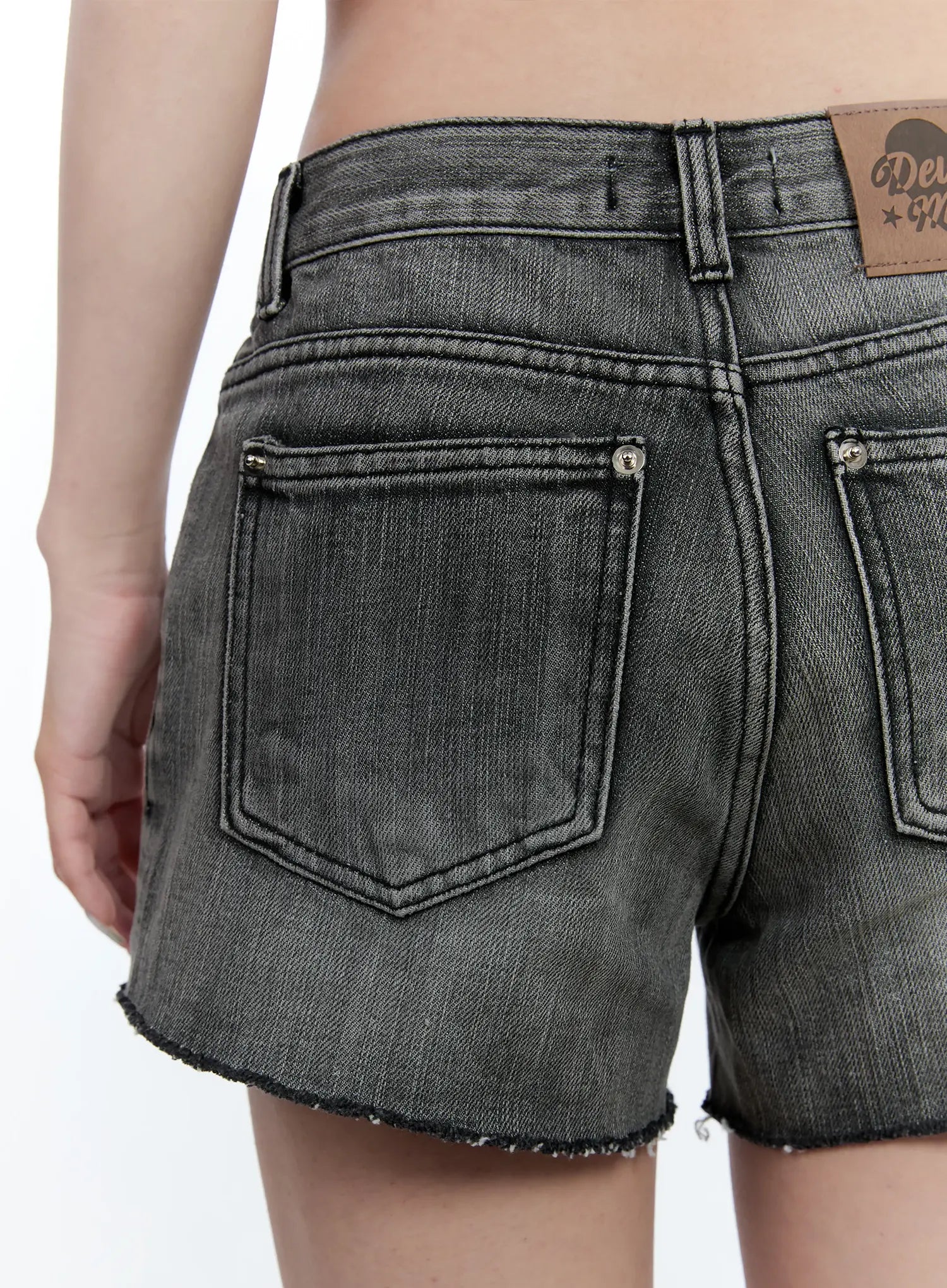 Washed Cubic Accent Denim Shorts CG501
