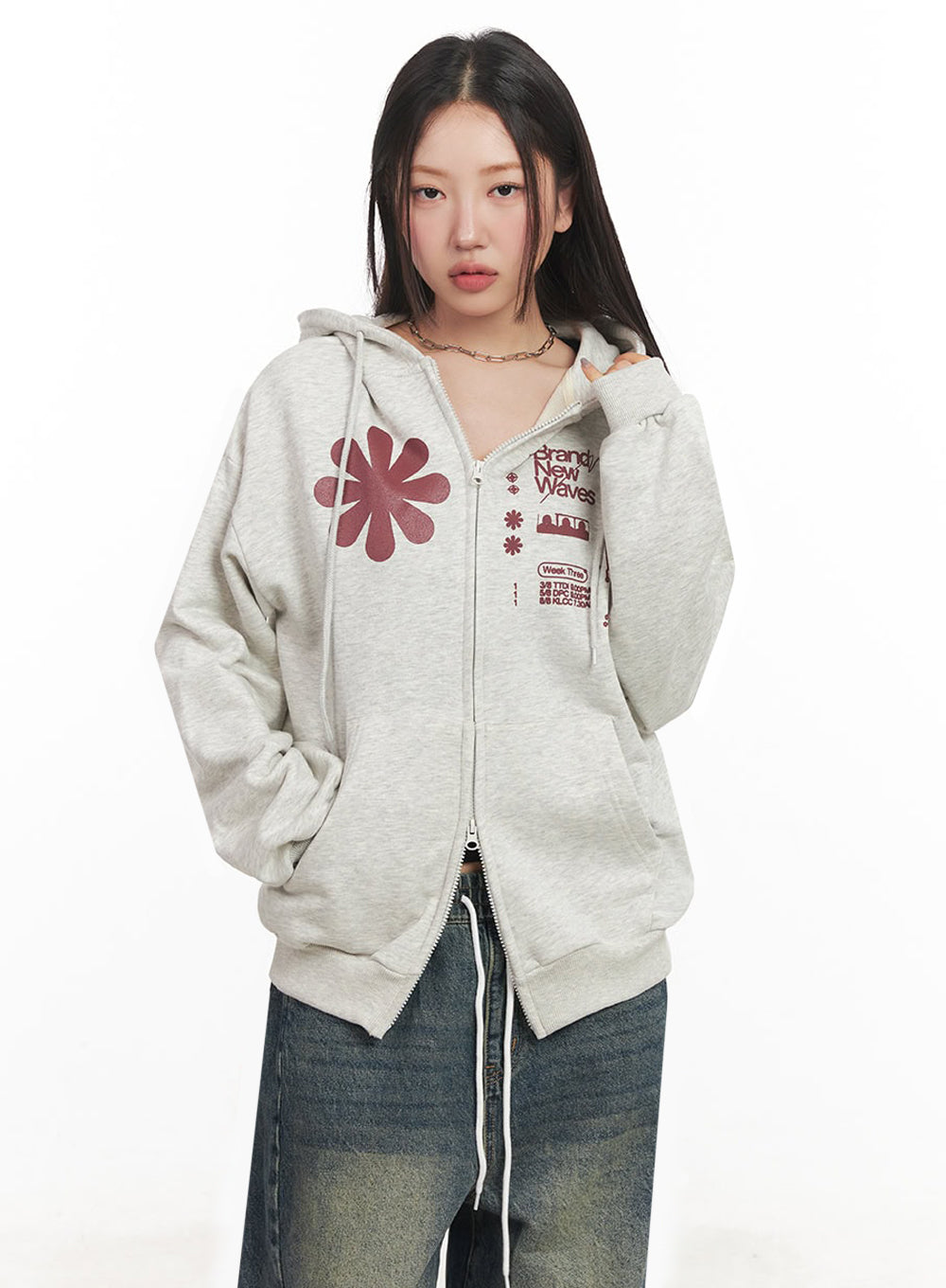 Graphic Zip-Up Hooded Jacket IM524