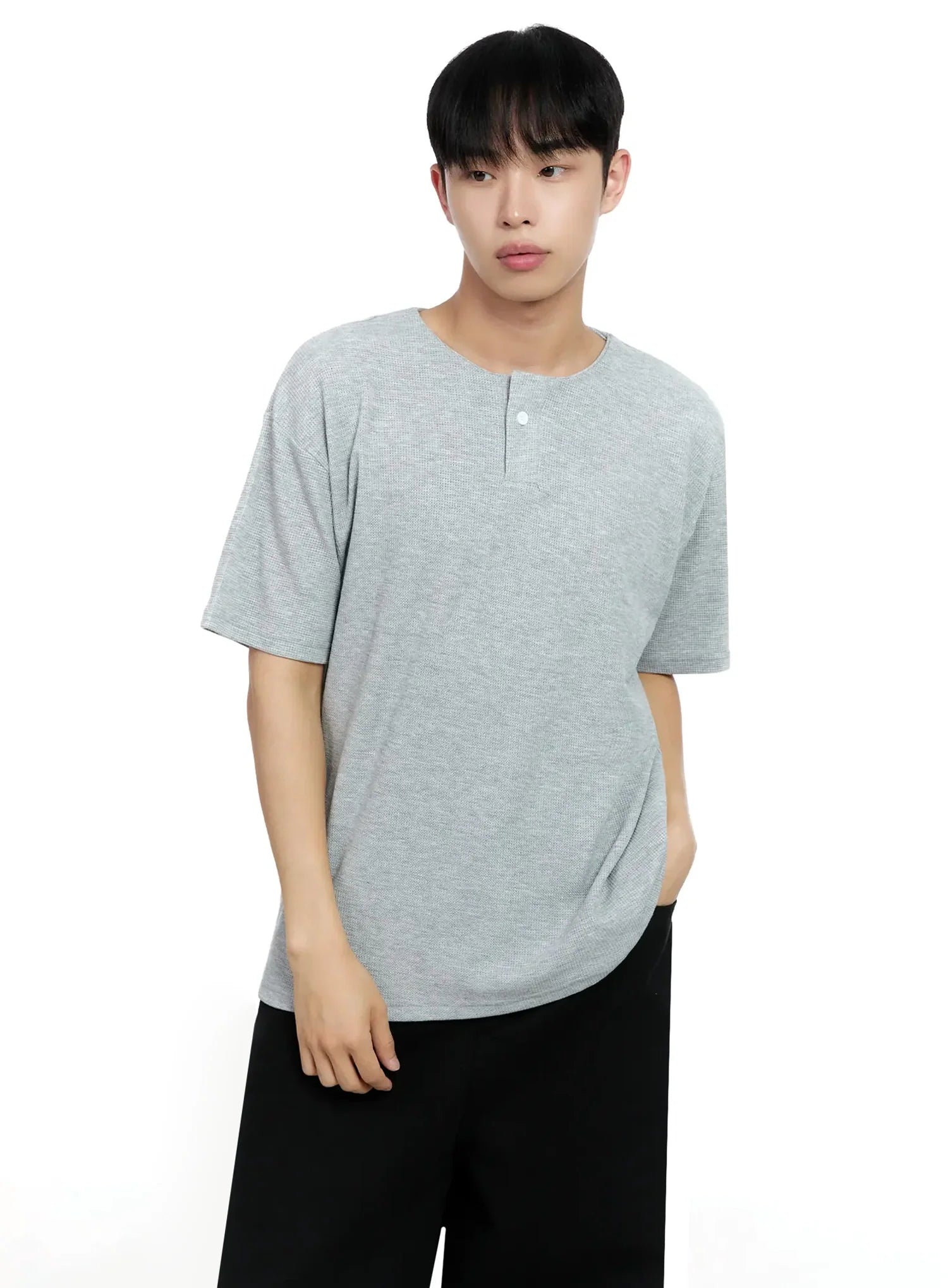 Men's Textured Henley T-shirt IG520